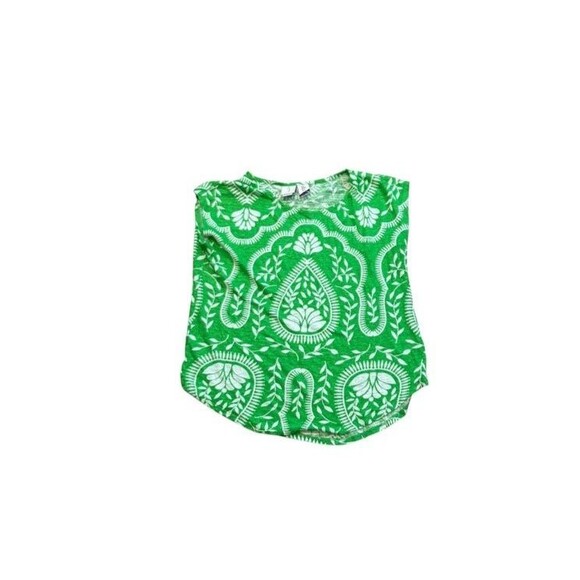 Joie Women’s Size Medium Shirt Green Floral Leave- Sleeveless Tank Top-Linen - Picture 1 of 6